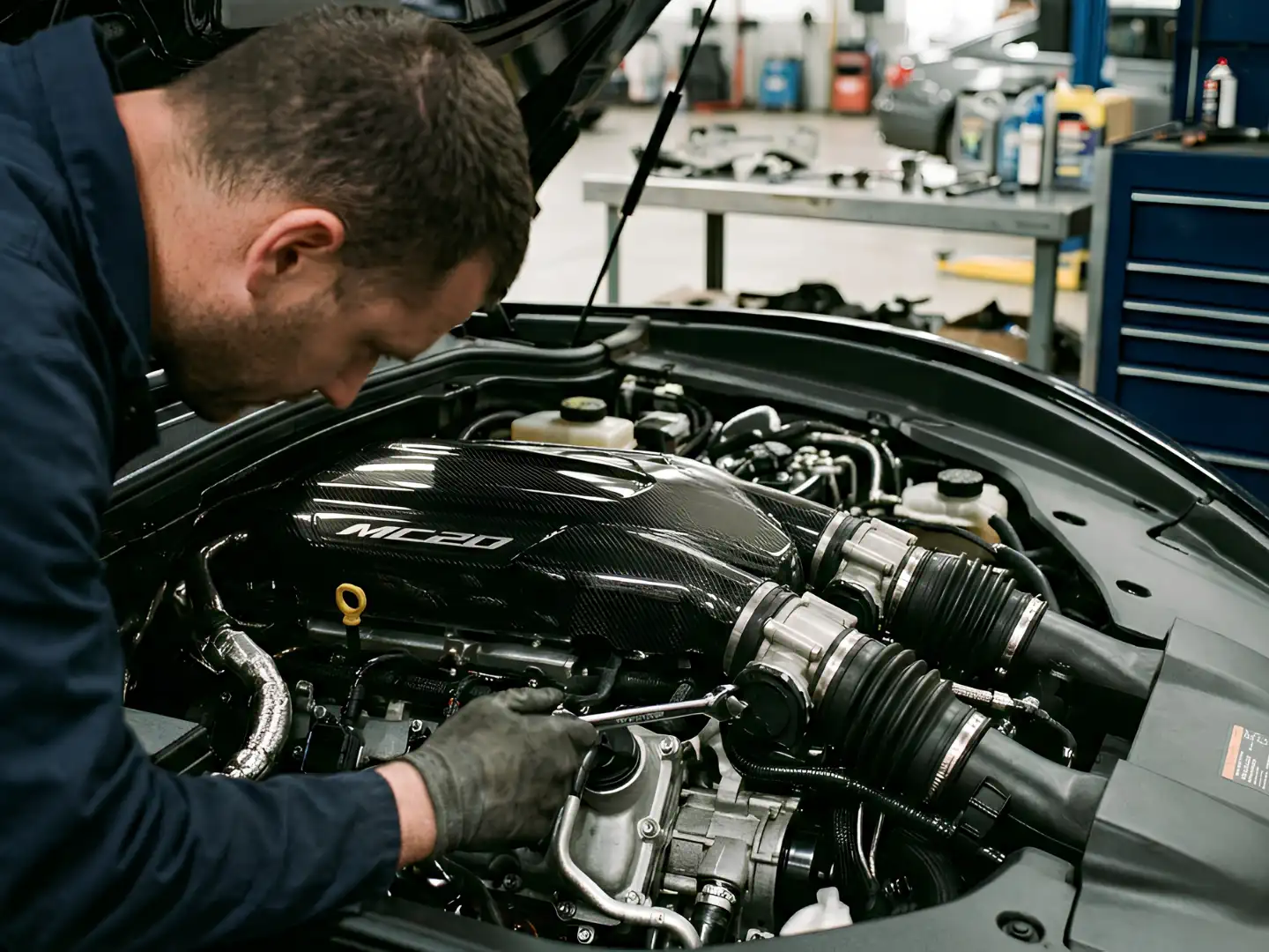 Certified mechanic inspecting a vehicle during a pre-purchase inspection in Dubai